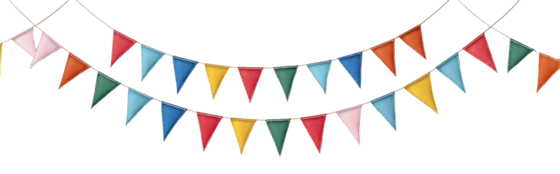 Bunting Flags Banner – Birthday or Party Decoration on transparent background