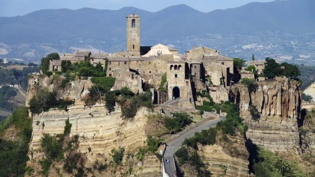 Video of Civita di Bagnoregio, medieval town on top of plateau in Viterbo province, Lazio, Italy