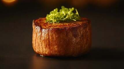 Sizzling grilled steak gourmet restaurant food photography warm lighting close-up culinary delight