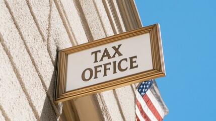 Tax office signage display urban setting business environment clear daylight informative concept