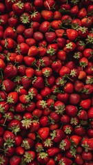 Strawberry background. Top view. Close-up. Generated AI