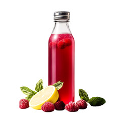 Stainless Steel Bottle with Raspberry Lemonade Isolated on Transparent Background