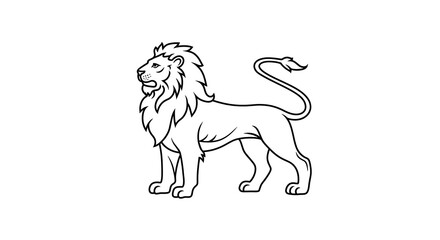 Obraz premium AI-Generated Line Art: Majestic Lion in Profile
