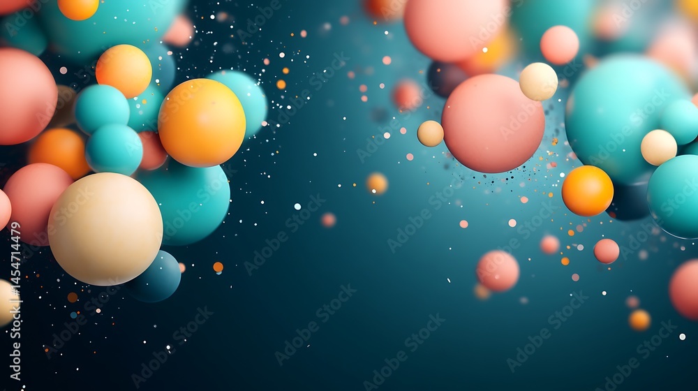 Aufkleber colorful spheres floating in a digital space, creating a vibrant atmosphere with soft lighting