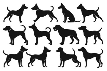 Dog Silhouettes Collection – Pet, Puppy, and Animal Icon Set