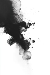 Fototapeta premium Black Ink Cloud on White Background