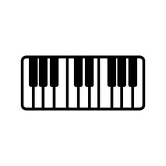 Piano icon in outline vector style. Represents music, musical instruments, and piano keys. Perfect for music apps, educational platforms, music lessons, and creative projects related to music.