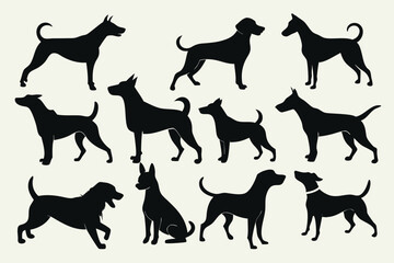 Dog Silhouettes Collection – Pet, Puppy, and Animal Icon Set