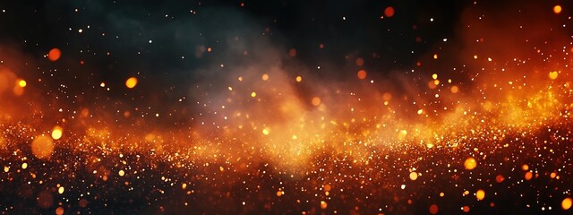 Digital art style, with flowing golden particles on a black background. The particles show dynamic trajectories, as if traveling through space, creating a mysterious and dreamy atmosphere.