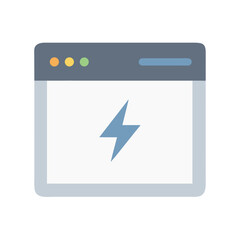 Power browser window icon in flat style