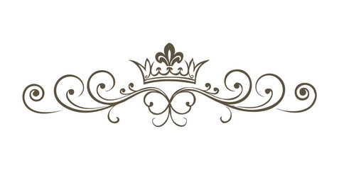 Vintage flourish divider with central crown icon