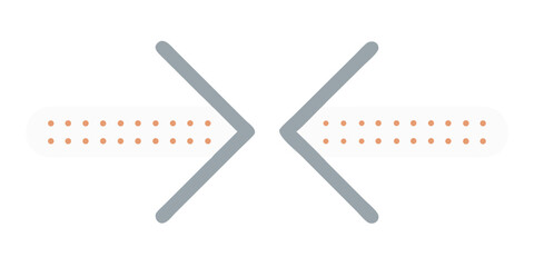 Two converging arrows with dotted paths in flat style