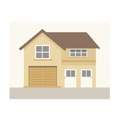 Suburban house icon in soft beige color