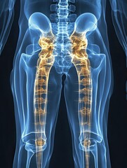 Hologram of a tooth. X-ray of a jaw, ultrasound. Medical care, anatomy, appointment with a dentist.