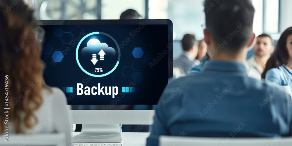 Poster backup storage data internet technology business concept. database storage cloud technology file dat