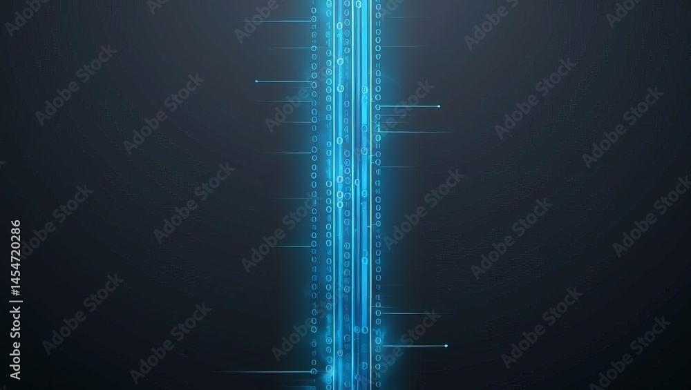 Poster high tech digital circuit abstract futuristic glowing blue lines and data stream concept for technol