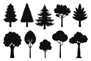 Fototapeta premium Nature Tree Silhouettes – Minimal Botanical and Outdoor Icons