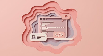 Pale pink background with gray square