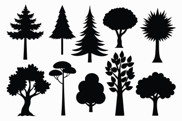 Fototapeta premium Vector Tree Silhouette Pack – Nature, Woodland and Botanical Icons