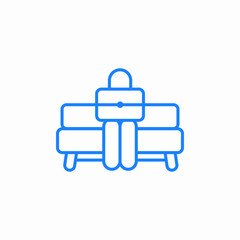 bench person sitting with suitcase icon sign vector