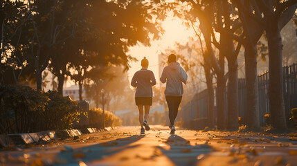 Couple Enjoying a Morning Run Together – Energetic, Healthy, and Motivational Start to the Day