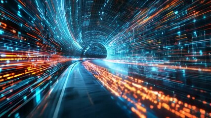 Abstract data tunnel high speed light streams technology network digital communication - Powered by Adobe
