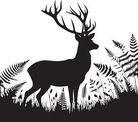 Vector silhouette image of a dear