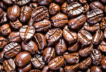Extreme Macro Shot of Roasted Coffee Beans with Rich Texture  &ndash; Stock Photo