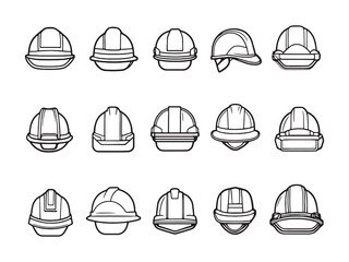 Fototapeta premium Line Art Vector Illustration of Safety Helmet Design