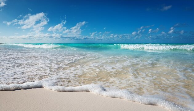 close up surface level view of ocean surf on a white sandy beach el cuyo yucatan mexico