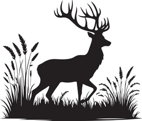 Vector silhouette image of a dear