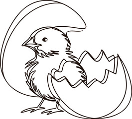 Cute Chick Hatching Illustration Newly Hatched Chicken In Cracked Egg Isolated