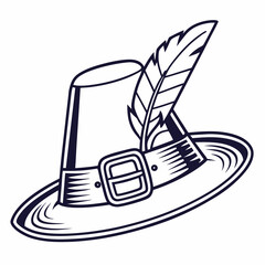 Obraz premium Pilgrim-hat- Vector Illustration Festive Printable Digital Art for Sublimation & Crafts