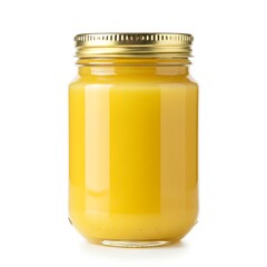 
ghee oil in glass jar isolated on white background