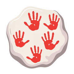 Fototapeta premium Red handprints on smooth rock surface, artistic expression