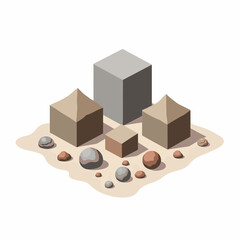 Obraz premium Geometric stone arrangement in muted earth tones, minimalistic design