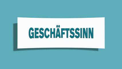 Geschaeftssinn (Business acumen) - A card isolated on light green background.