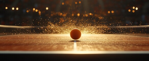 Table tennis ball in dramatic action