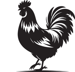 rooster and hen, hen chicken icon silhouette vector style with white background