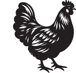 rooster and hen, hen chicken icon silhouette vector style with white background