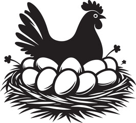 rooster and hen, hen chicken icon silhouette vector style with white background