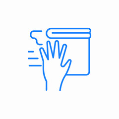 Obraz premium gloved hand surface cleaning dust and dirt removal icon sign vector