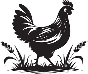 rooster and hen, hen chicken icon silhouette vector style with white background