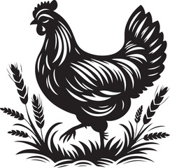 rooster and hen, hen chicken icon silhouette vector style with white background