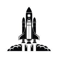 Iconic Black and White Space Shuttle Launch Illustration