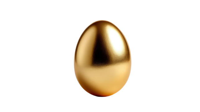 Golden Egg's Opulence: A solitary, lustrous golden egg, symbolizing potential and wealth, its polished surface reflecting light in a display of luxury and elegance.