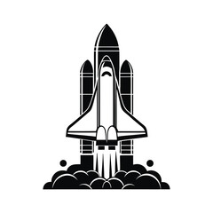 Iconic Black and White Space Shuttle Launch Illustration