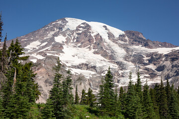Mountain Landscape with Snow and Greenery