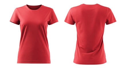 Red Blank T-Shirt Template from Two Sides for Women on transparent background