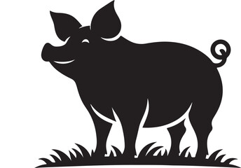 Pig graphic icon. Pig black silhouette isolated on white background. Vector illustration